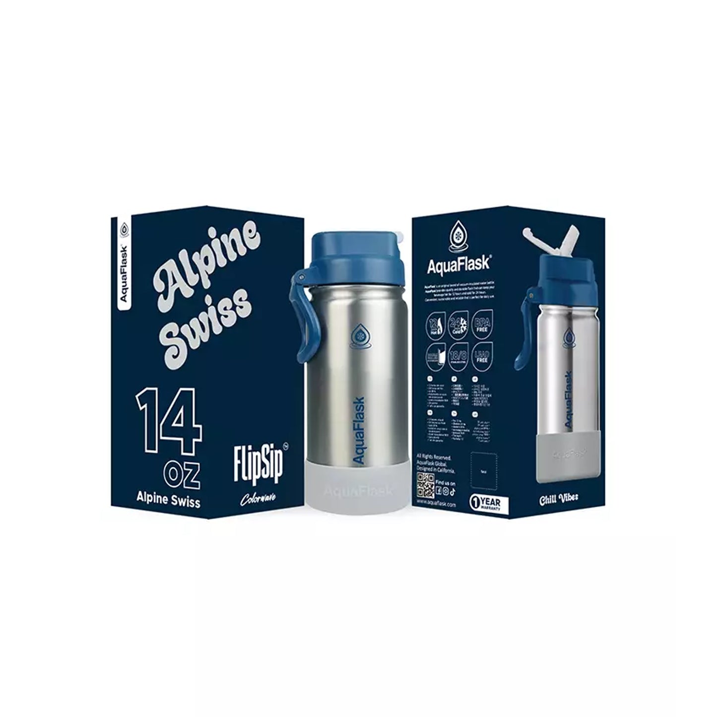 Aquaflask Colorwave 414ml Flipsip Flask Alpines Swiss