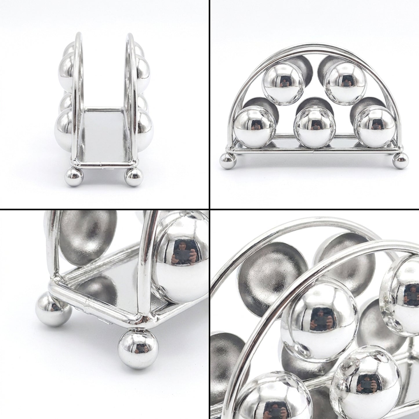 Bead Design Napkin Holder Silver