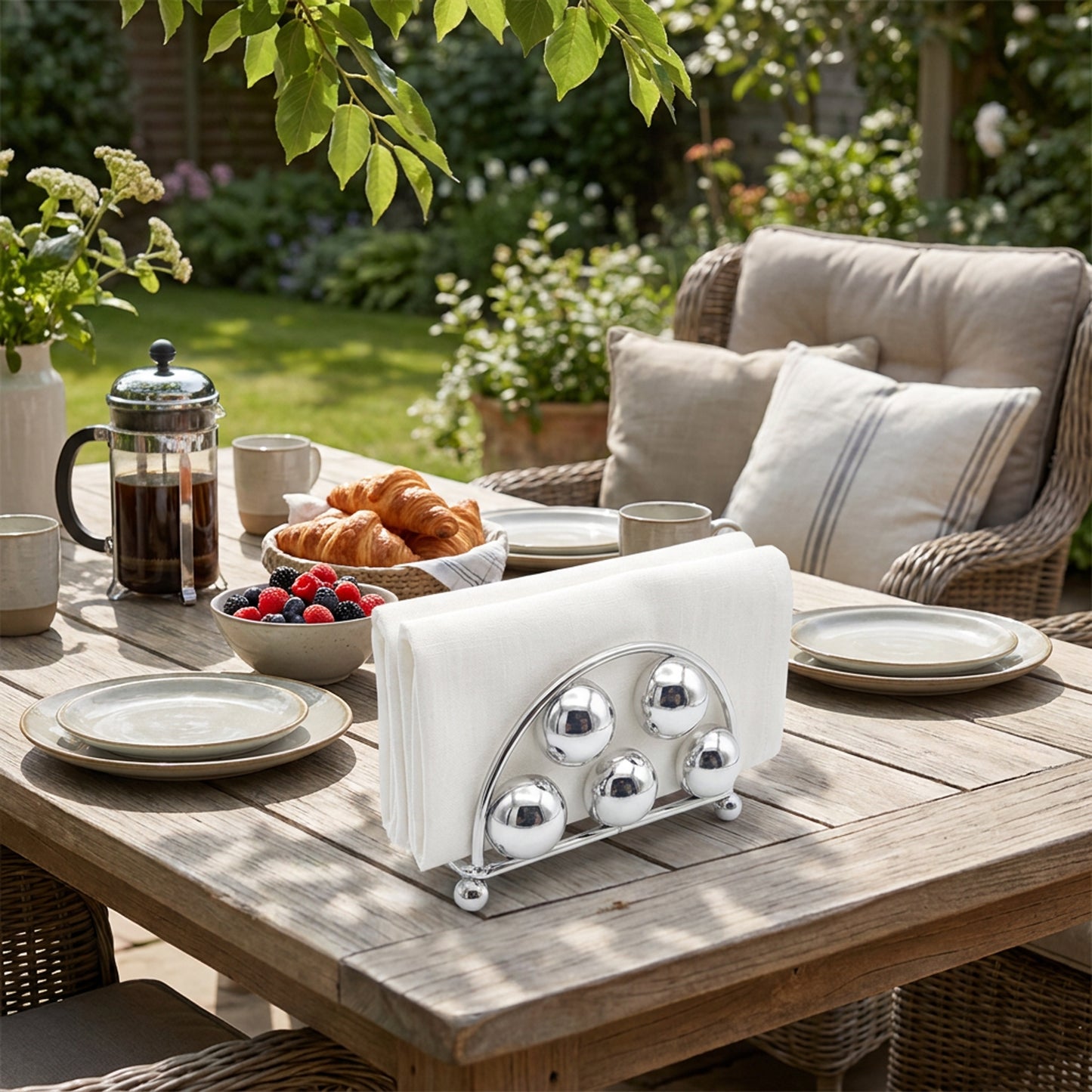 Bead Design Napkin Holder Silver