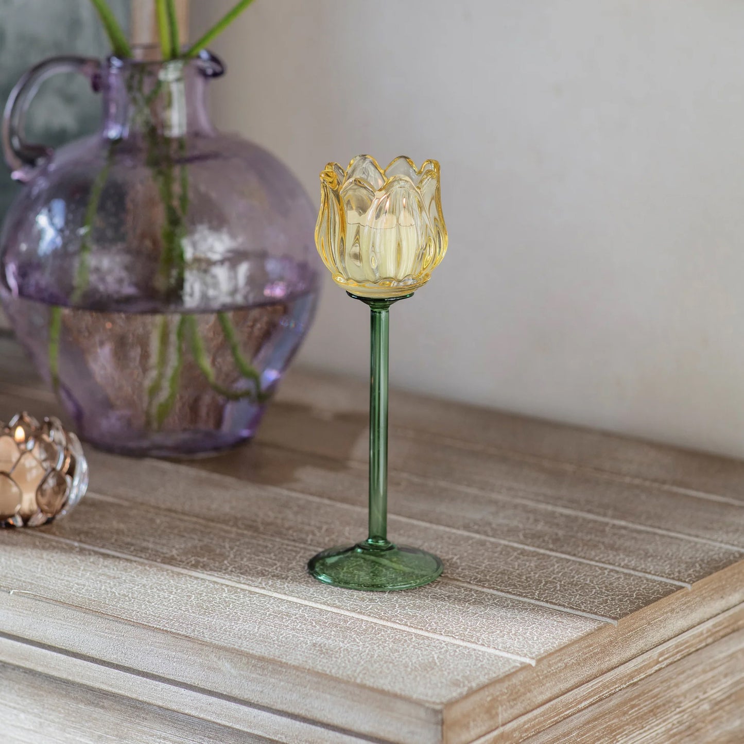 Urban Decor 22cm Tulip Candle Holder Yellow