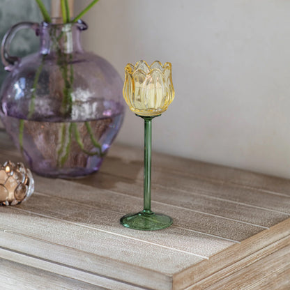 Urban Decor 22cm Tulip Candle Holder Yellow