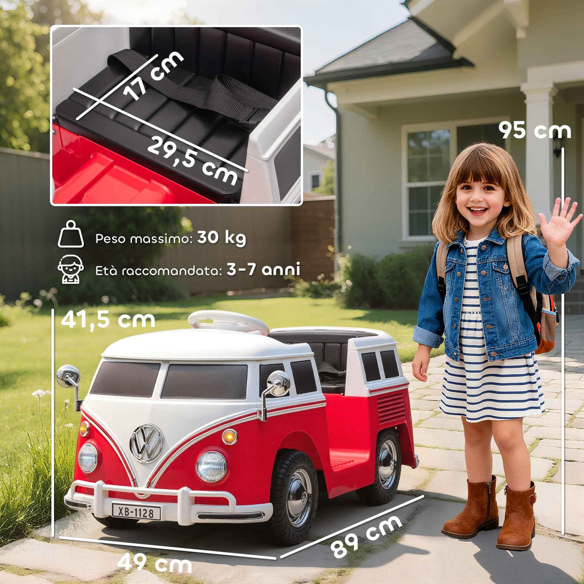 Volkswagen T1 Licensed Kids Electric Ride-On Car - BX1128