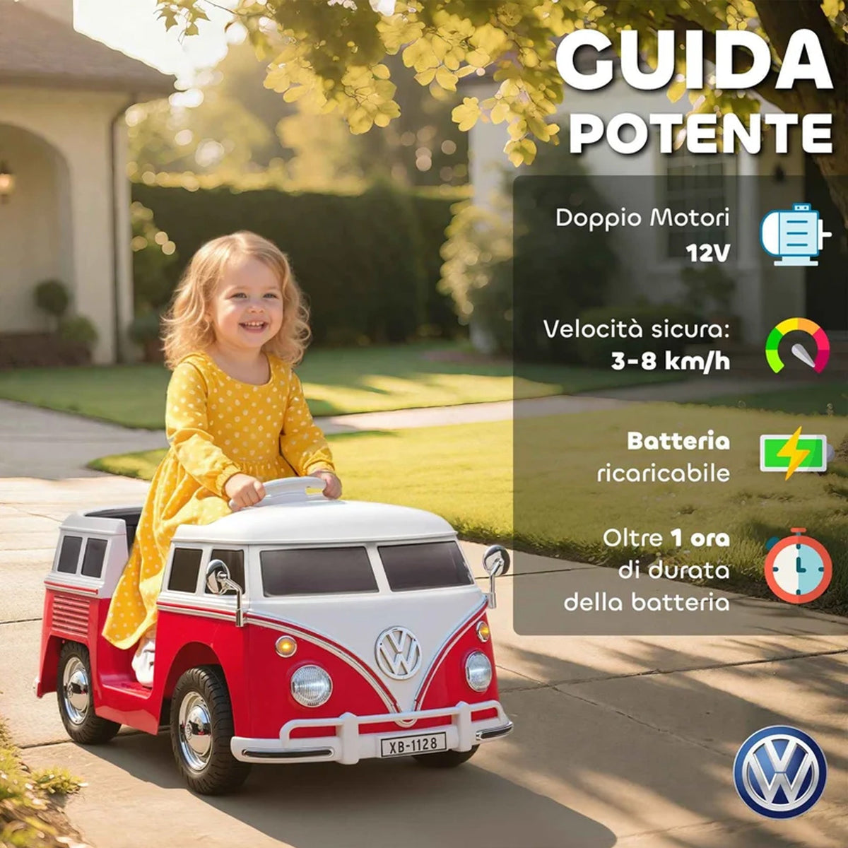 Volkswagen T1 Licensed Kids Electric Ride-On Car - BX1128