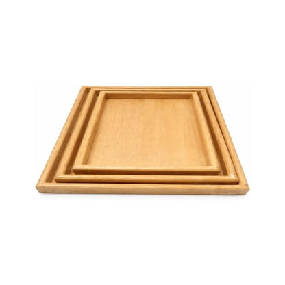 Bamboo 3 Piece Serving Tray Set Brown