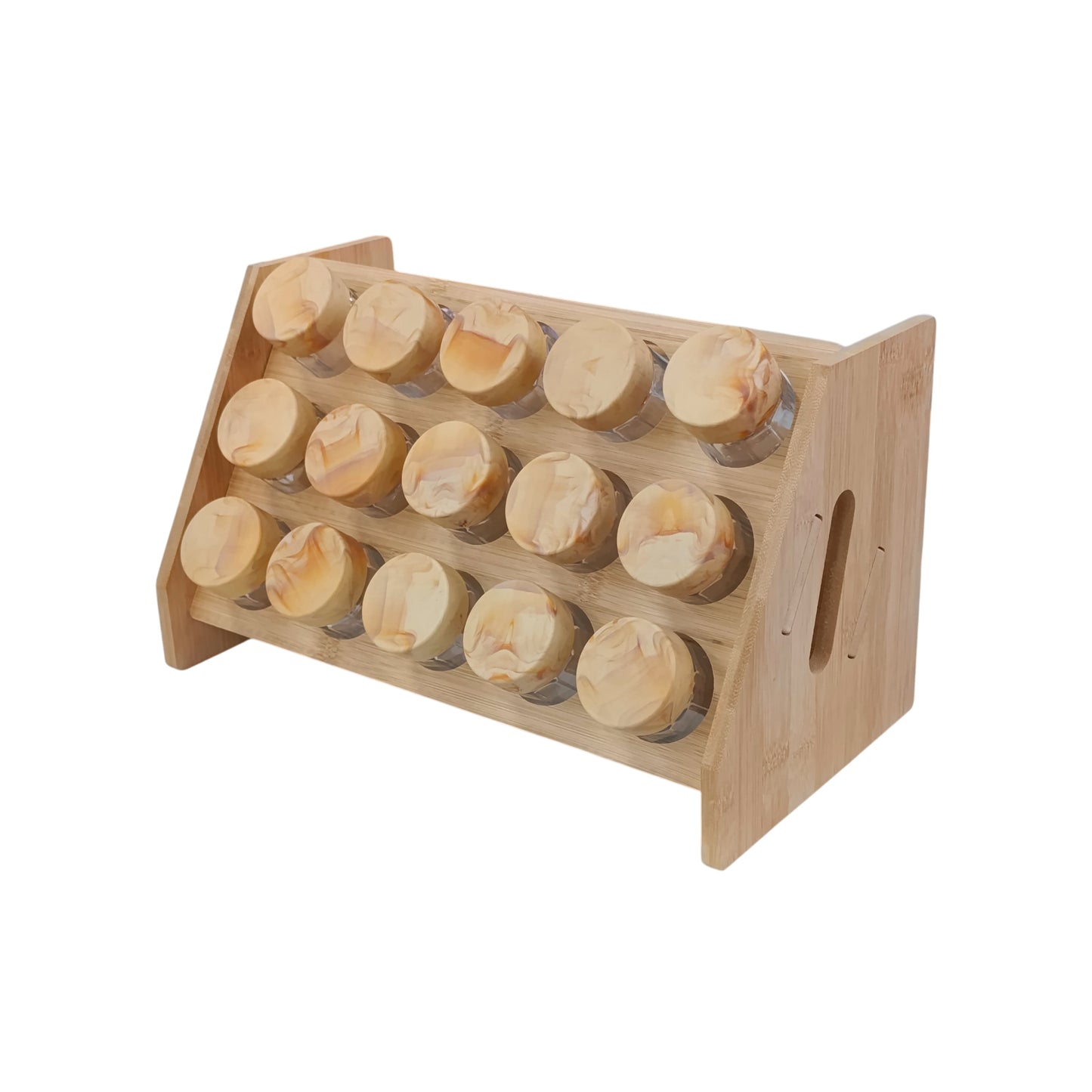 Bamboo Spice Rack with 15 Bottles Brown
