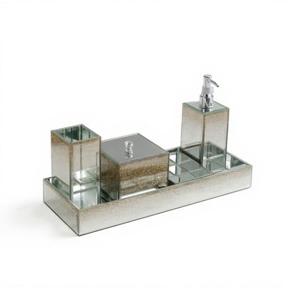 5 Piece Glitter Bathroom Set Gold