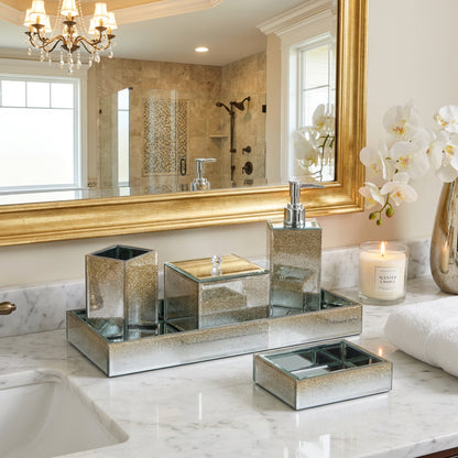 5 Piece Glitter Bathroom Set Gold