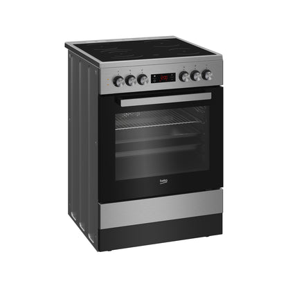 Beko 60cm Multifunction Vitroceramic Freestanding Stove Inox