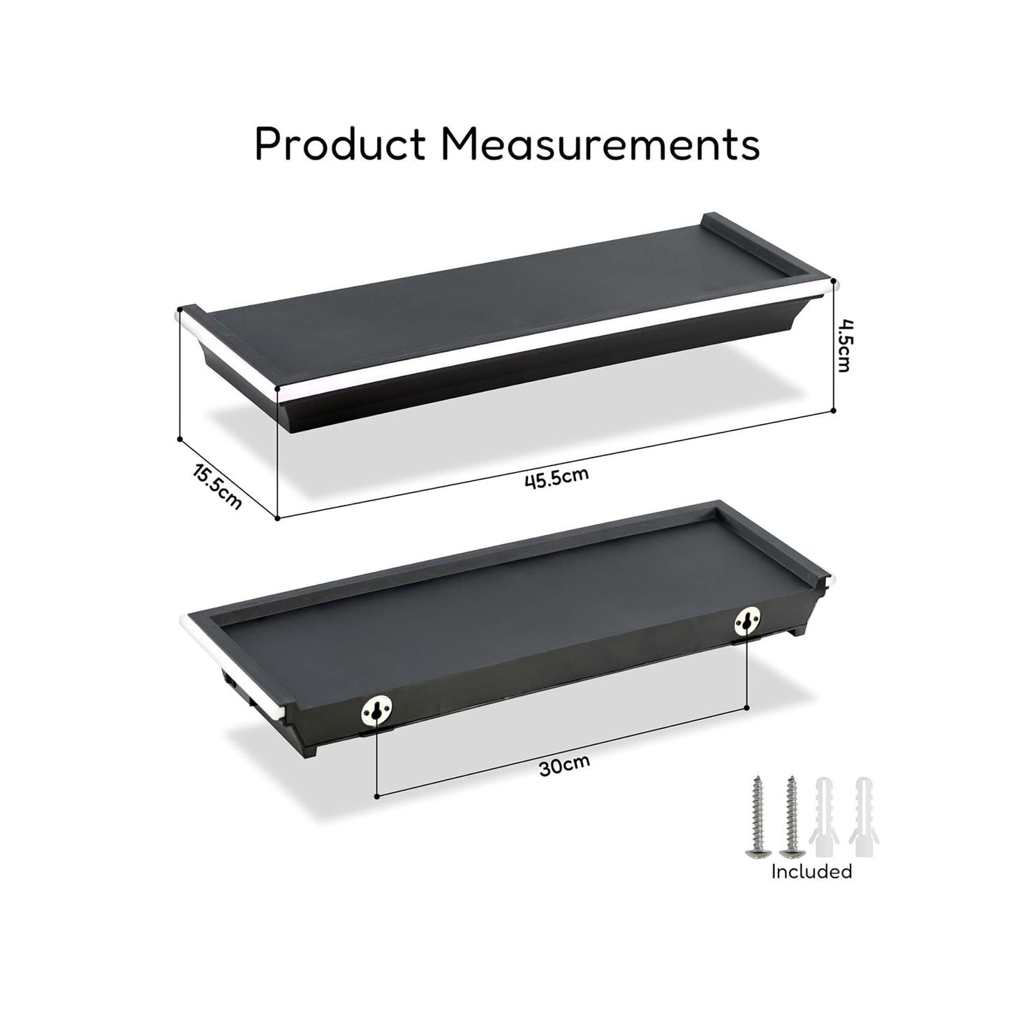 Floating Shelf with LED Lights Black