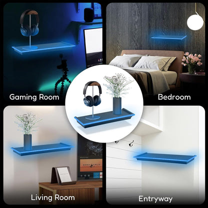 Floating Shelf with LED Lights Black