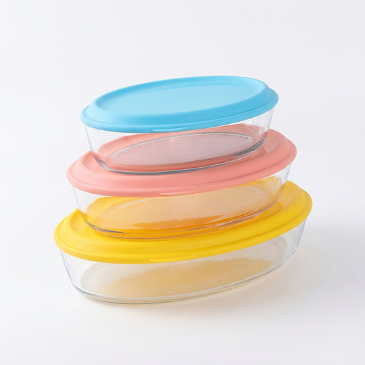 3 Piece Casserole Set Multicoloured