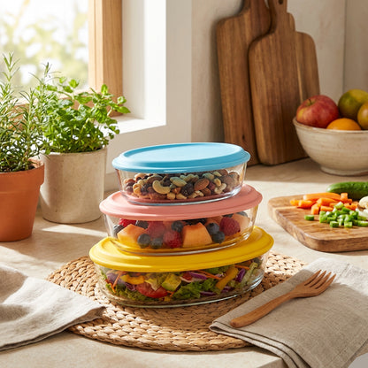3 Piece Casserole Set Multicoloured