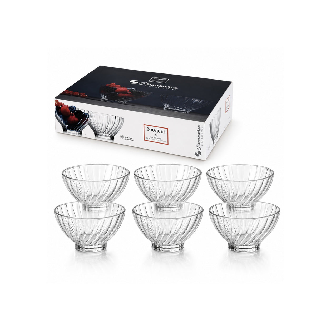 Pasabahce Bouquet 195ml Glass Bowl Set of 6