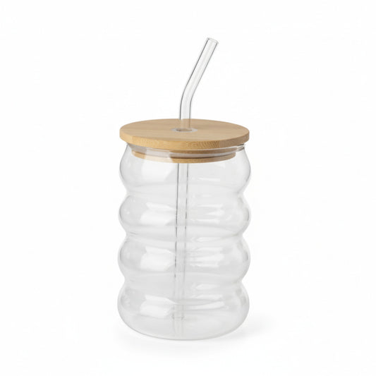 Bubble Design Tumbler with Lid & Straw Clear