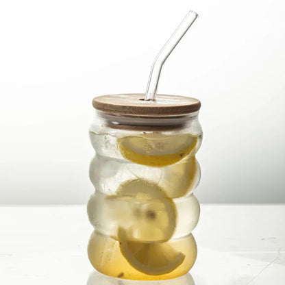 Bubble Design Tumbler with Lid & Straw Clear