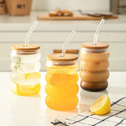 Bubble Design Tumbler with Lid & Straw Clear