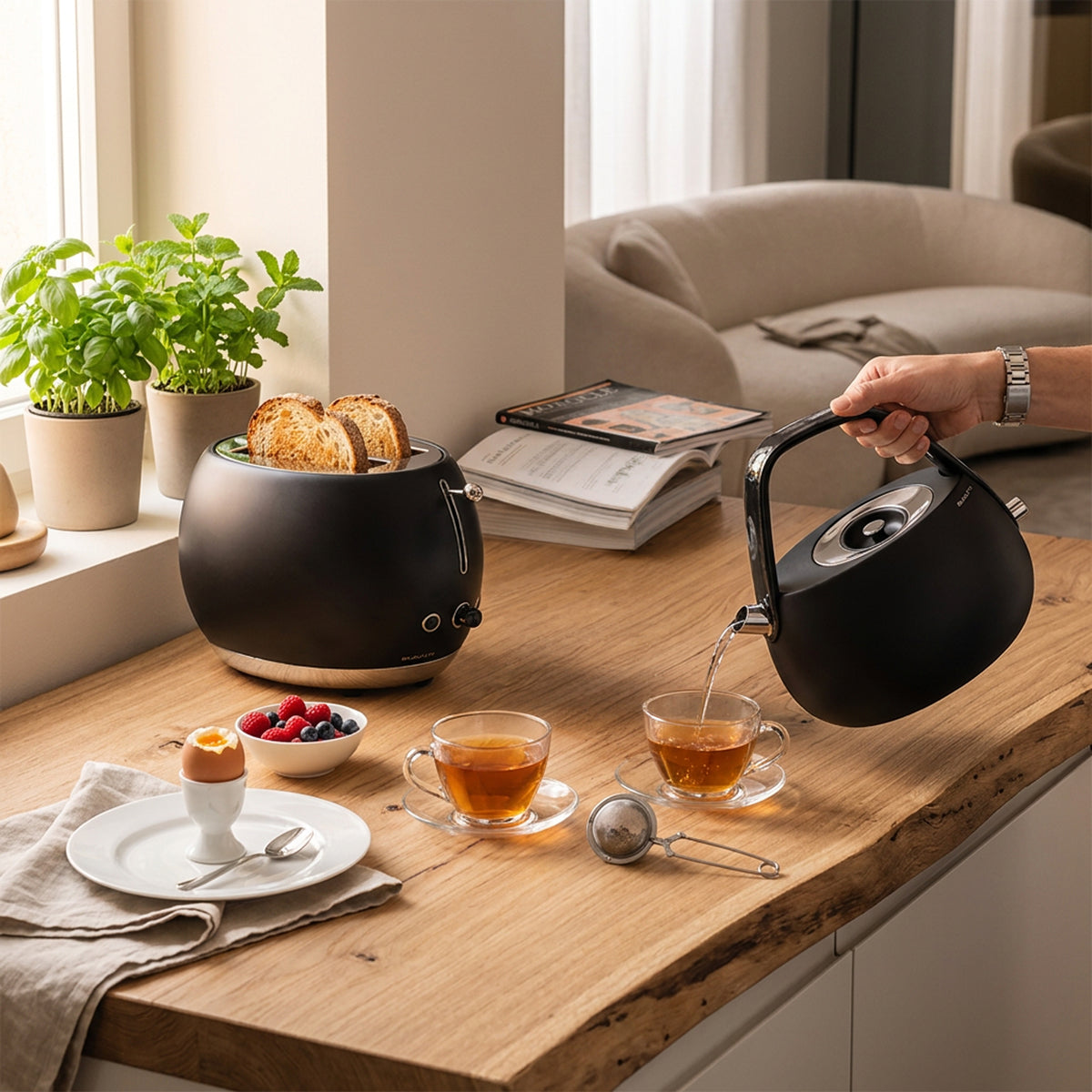 Bugatti Jackie Kettle & Romeo Toaster Combo Black
