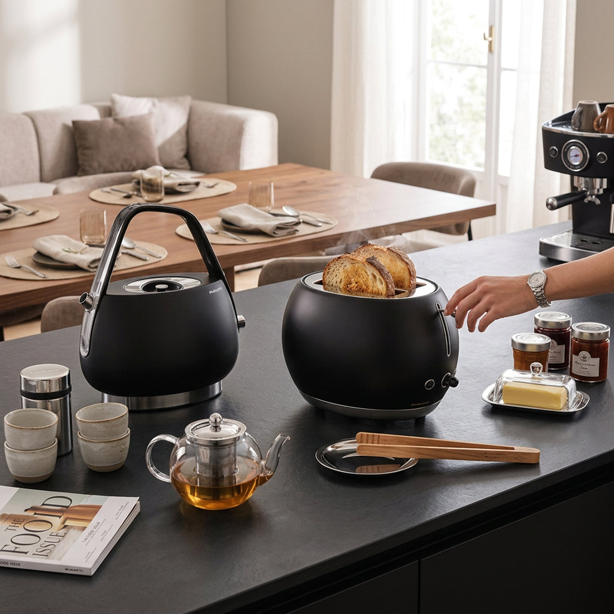 Bugatti Jackie Kettle & Romeo Toaster Combo Black