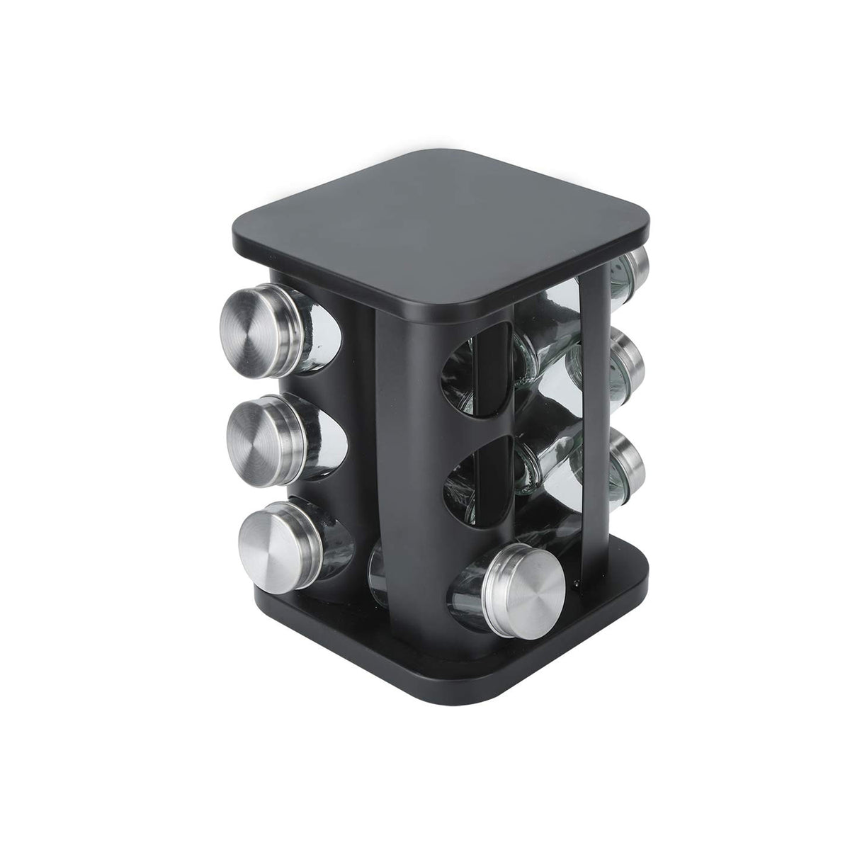 CH 12 Piece Rotating Spice Jar Rack Black