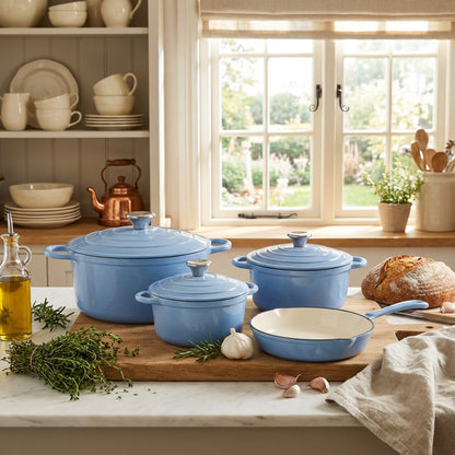 CH 7 Piece Cast Iron Pot Set Powder Blue