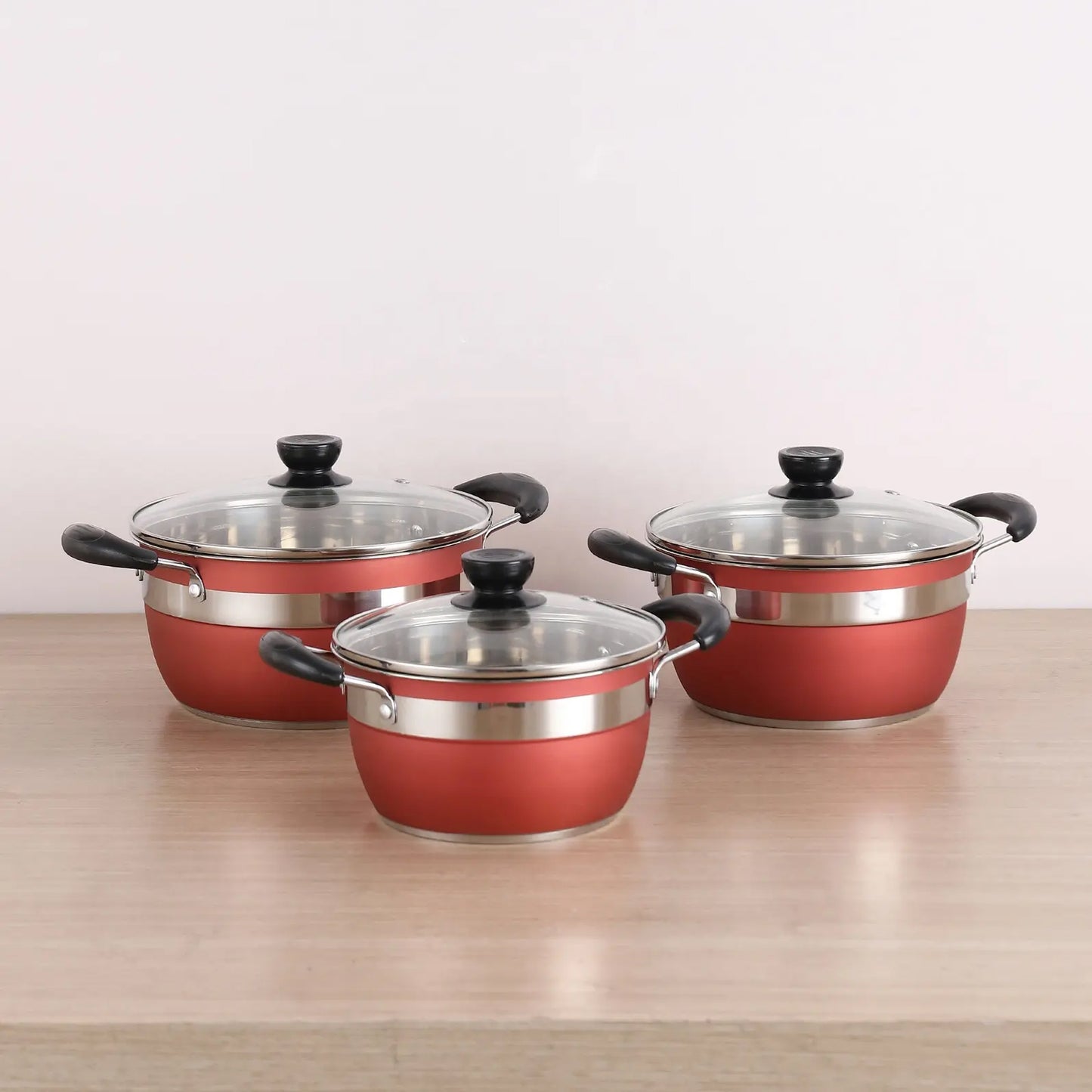 First Home Range 12 Piece Stainless Steel Pot Set Red