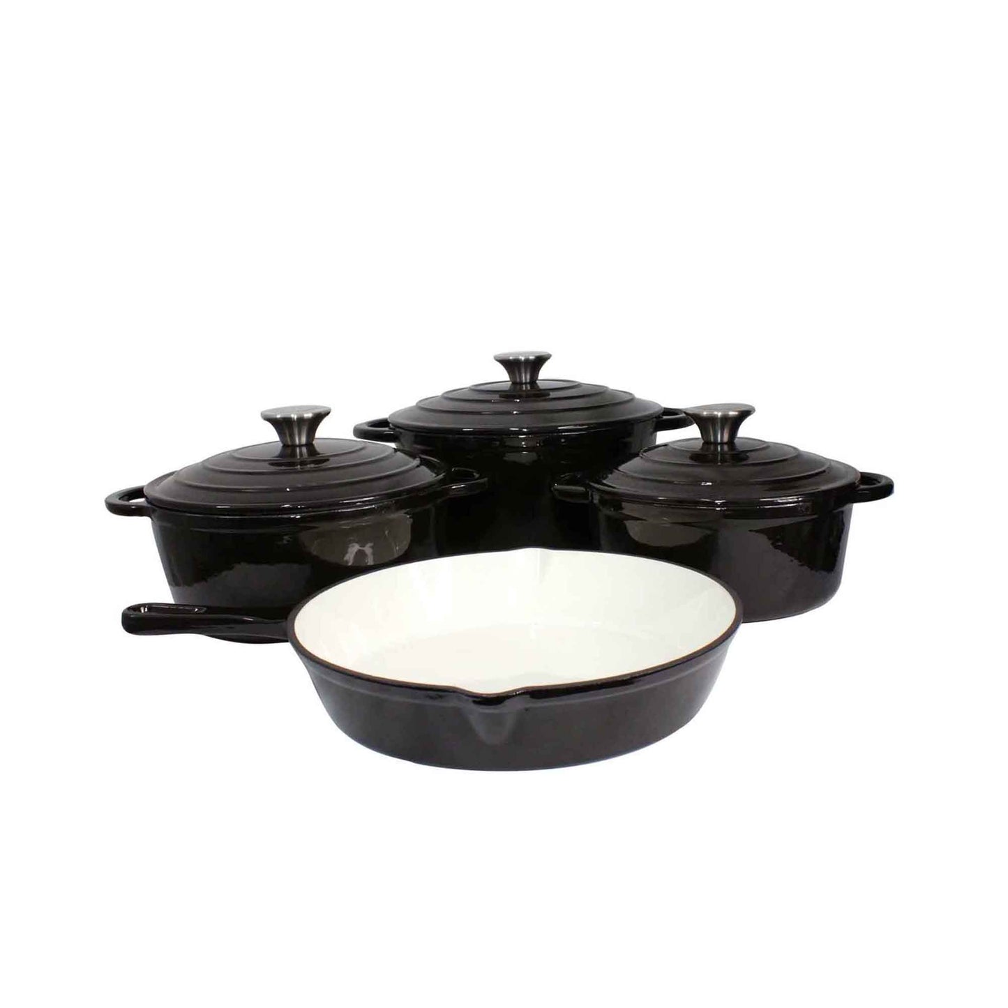 CTH 7 Piece Cast Iron Pot Set - Black