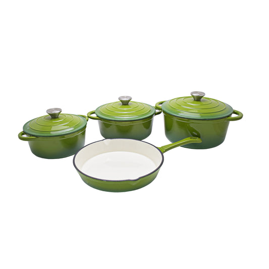 CTH 7 Piece Cast Iron Pot Set Light Green