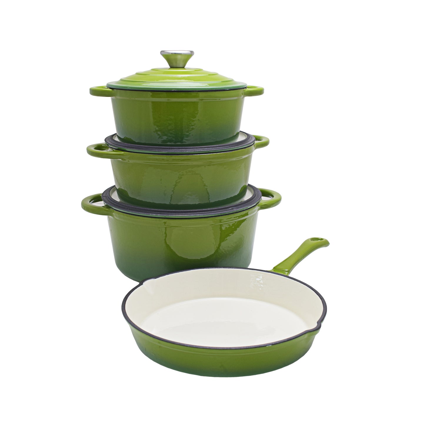 CTH 7 Piece Cast Iron Pot Set Light Green