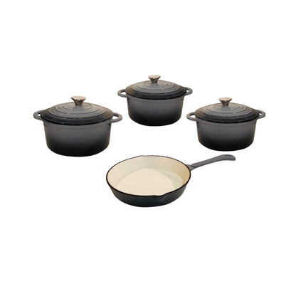 CTH 7 Piece Cast Iron Pot Set Grey