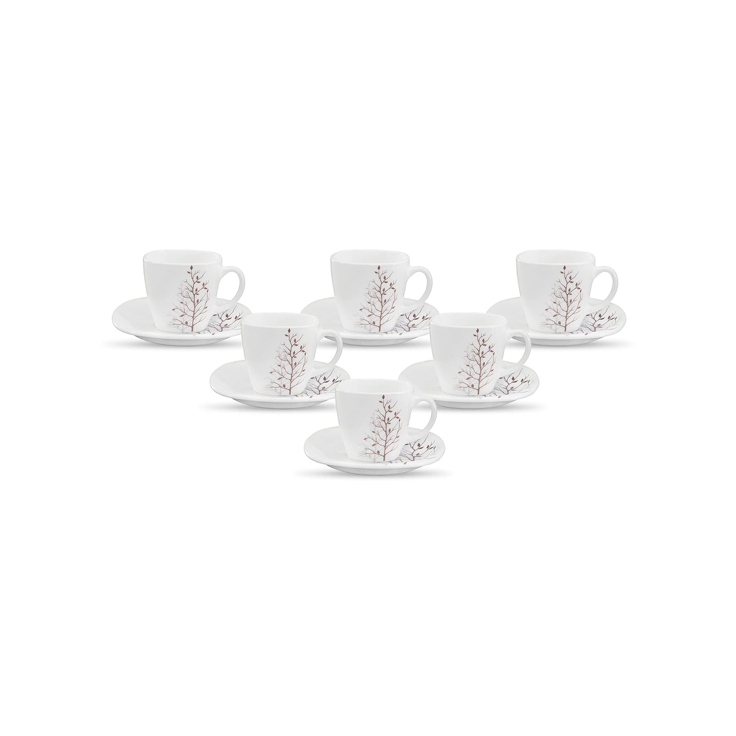 La Opala 6 Piece Quadra Autumnal Cup & Saucer Set White