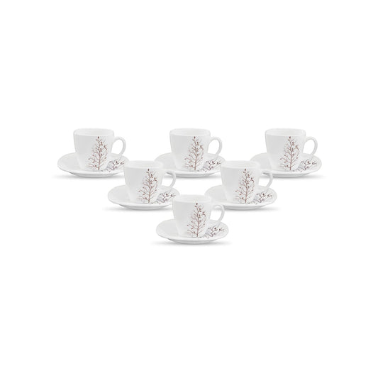 La Opala 6 Piece Quadra Autumnal Cup & Saucer Set White