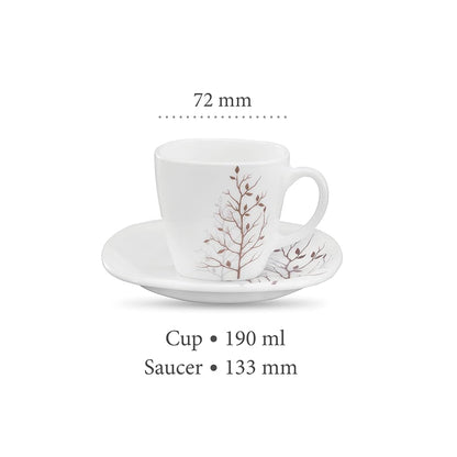 La Opala 6 Piece Quadra Autumnal Cup & Saucer Set White