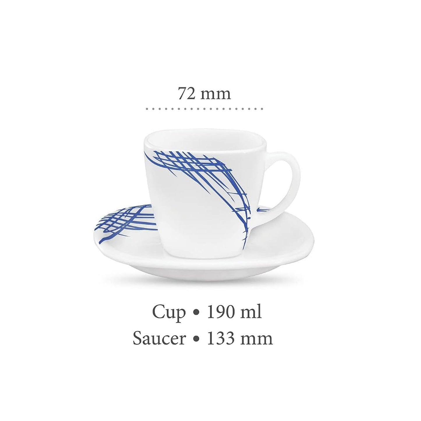 La Opala 6 Piece Quadra Belladonna Cup & Saucer Set White