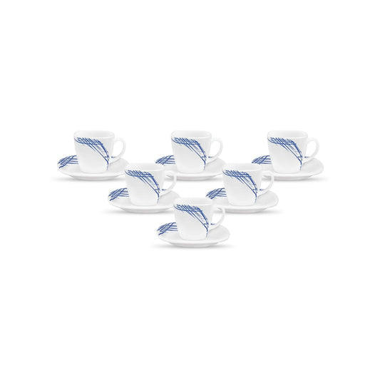 La Opala 6 Piece Quadra Belladonna Cup & Saucer Set White