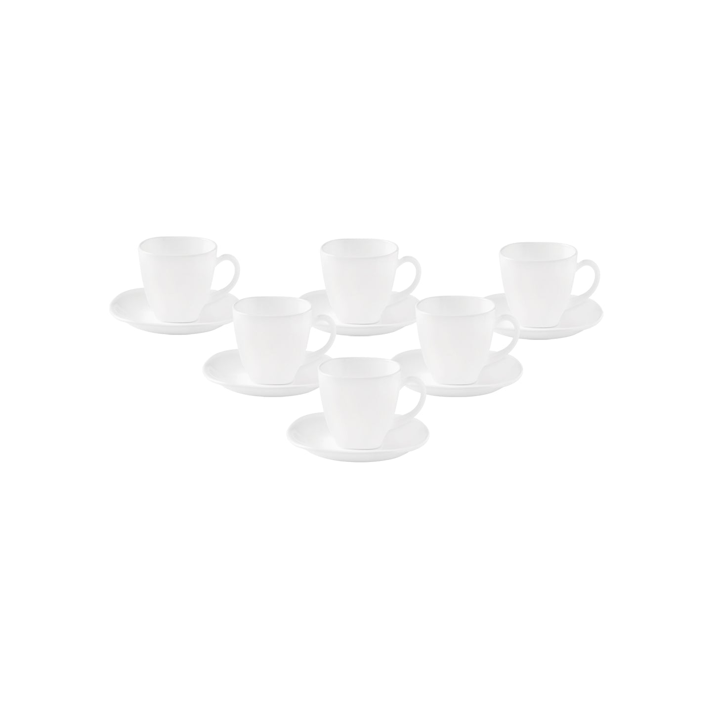 La Opala 6 Piece Quadra Plain White Cup & Saucer Set White