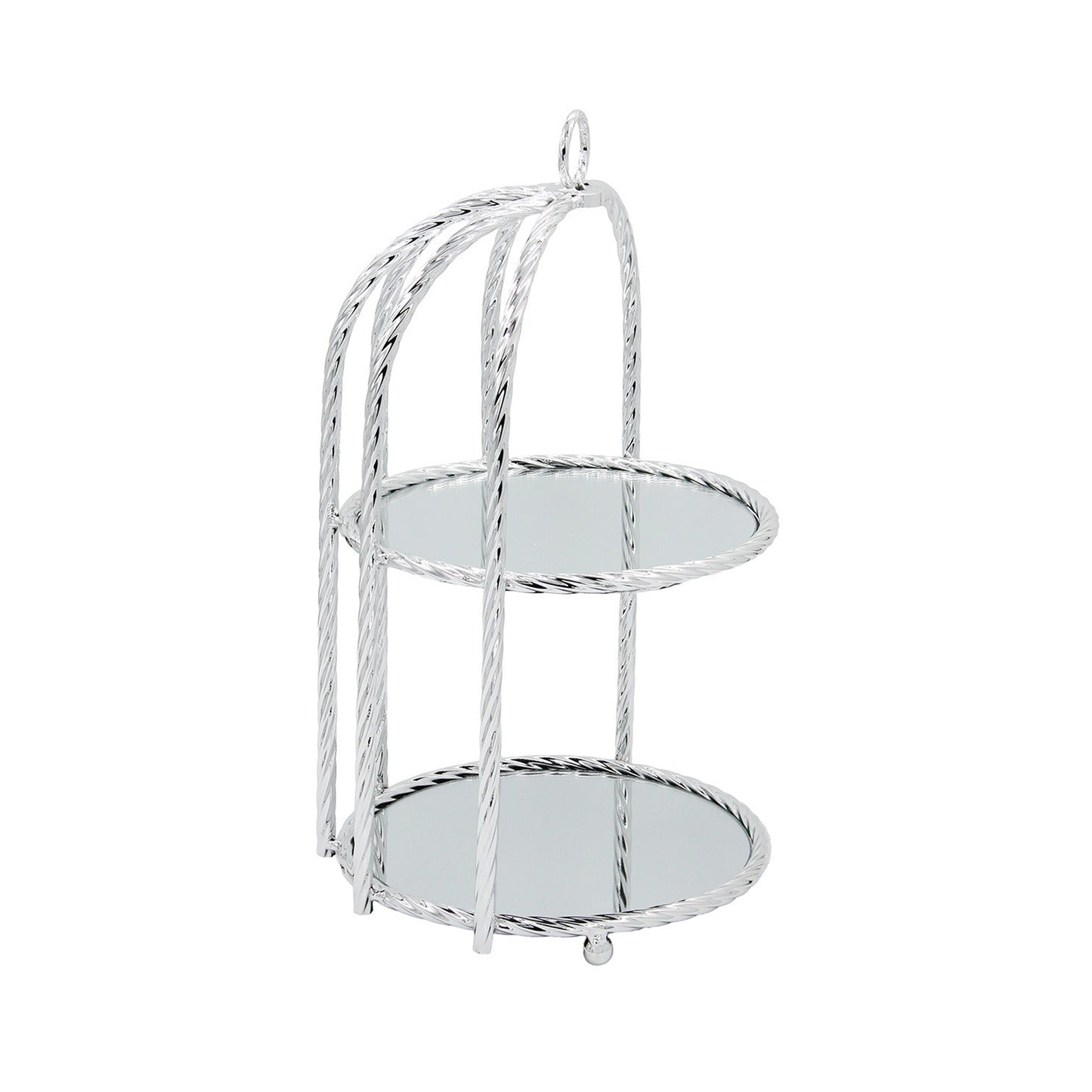 2 Tier Mirror Cake Stand Silver