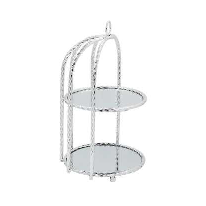 2 Tier Mirror Cake Stand Silver