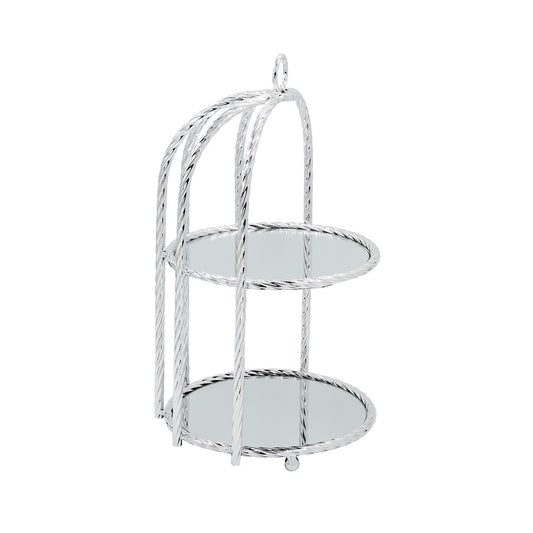 2 Tier Mirror Cake Stand Silver