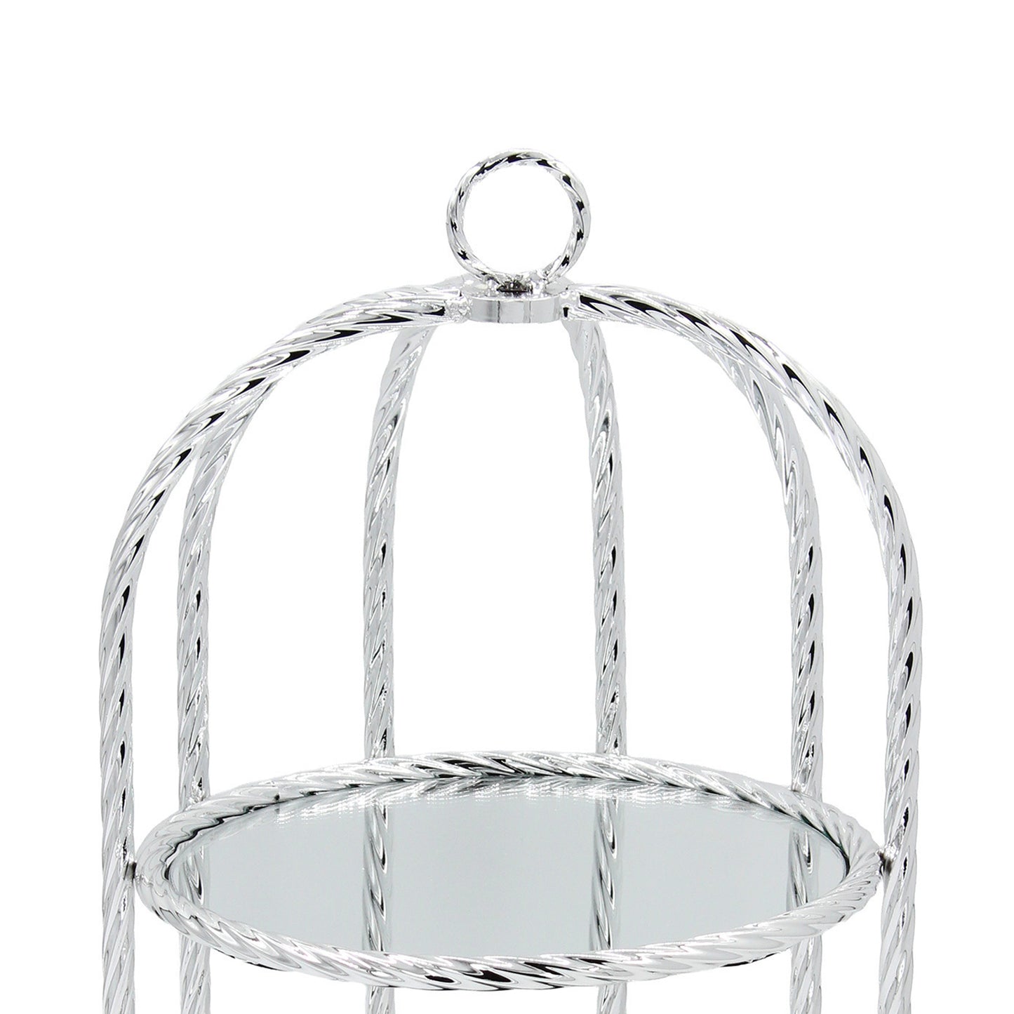 2 Tier Mirror Cake Stand Silver