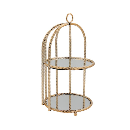 2 Tier Mirror Cake Stand Gold