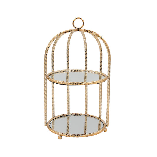 2 Tier Mirror Cake Stand Gold