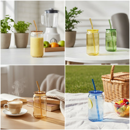 4 Piece Can Shaped Glass Set Assorted