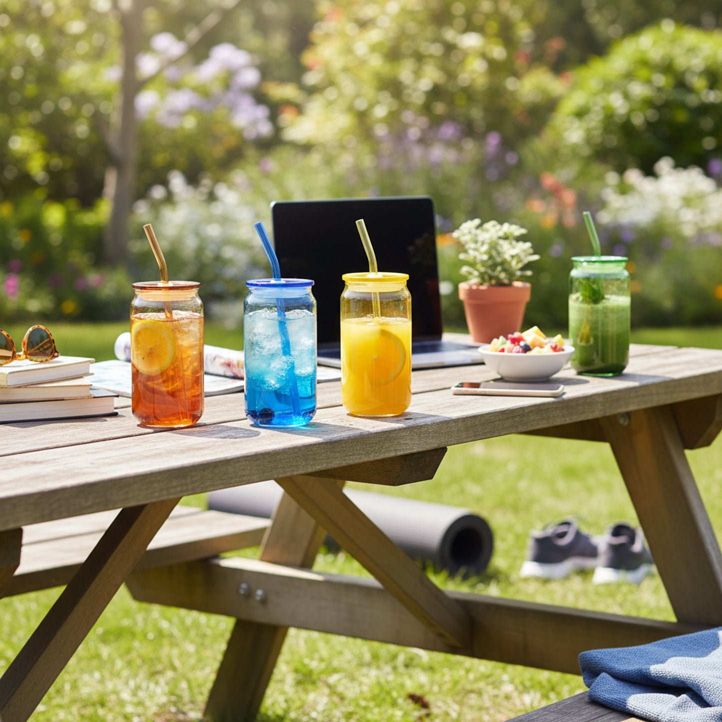 4 Piece Can Shaped Glass Set Assorted