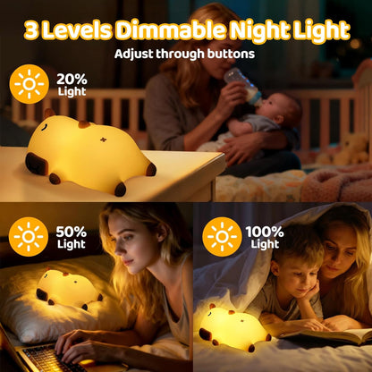 Snoring Capybara Baby Night Light Beige