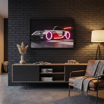 70 x 40cm Car Frame with Lights Red & Silver