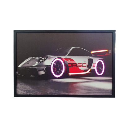 70 x 40cm Car Frame with Lights Red & Silver