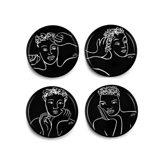 Carrol Boyes 4 Piece Sketchbook Dinner Plate Set Black