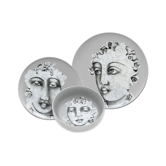 Carrol Boyes Succulent Faces 12 Piece Dinner Set Grey