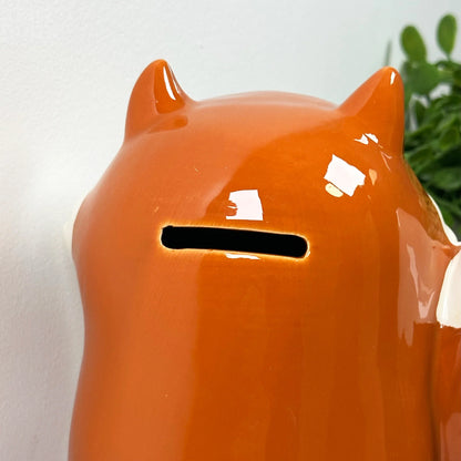 Fox Ceramic Money Box Brown