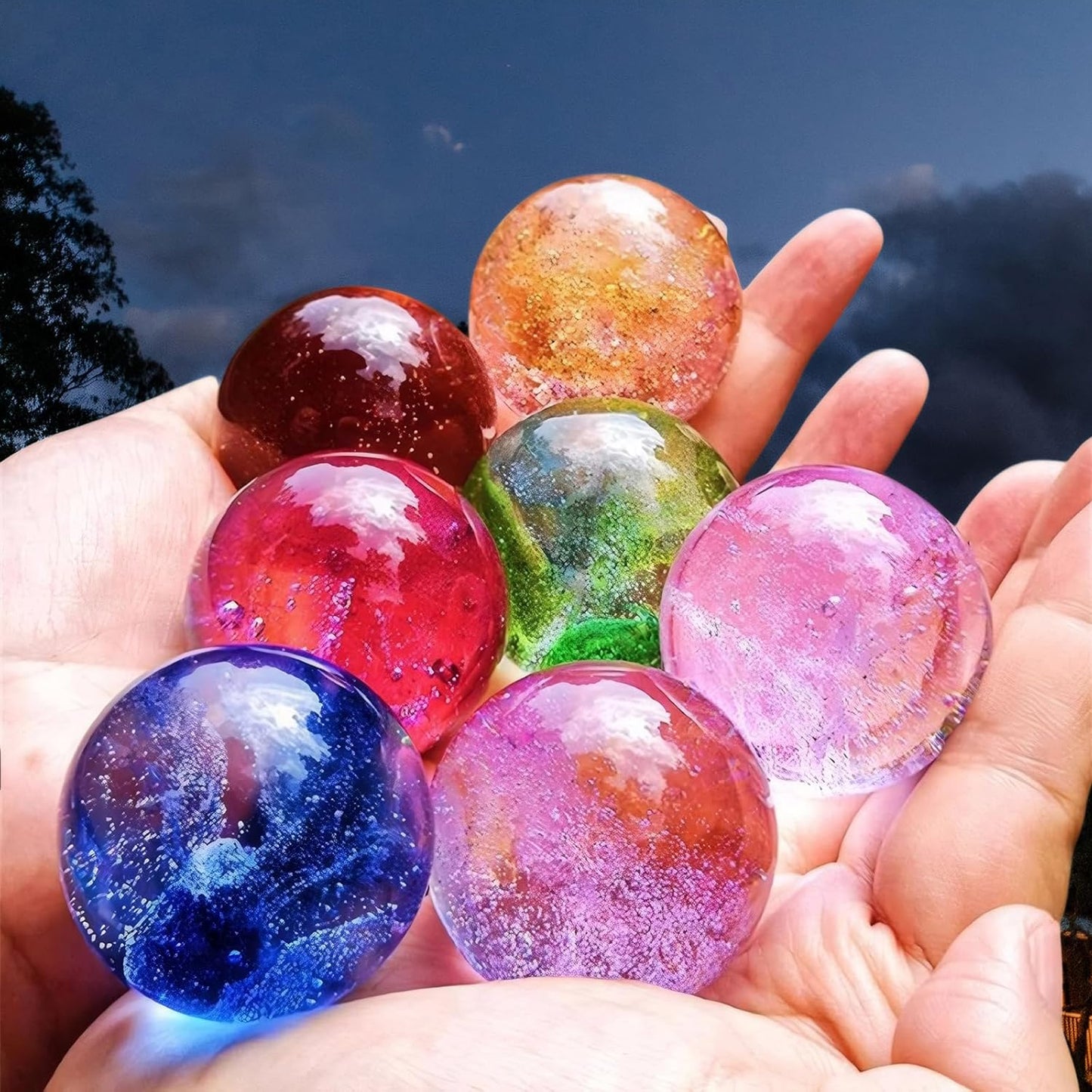 Chakra Lamp 7 Globe LED Lights Multicoloured